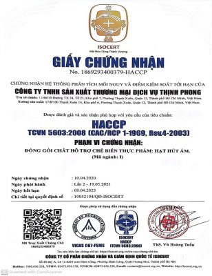 giấy chứng nhận Gói Hút Khí Oxygen - Oxytoc 30cc