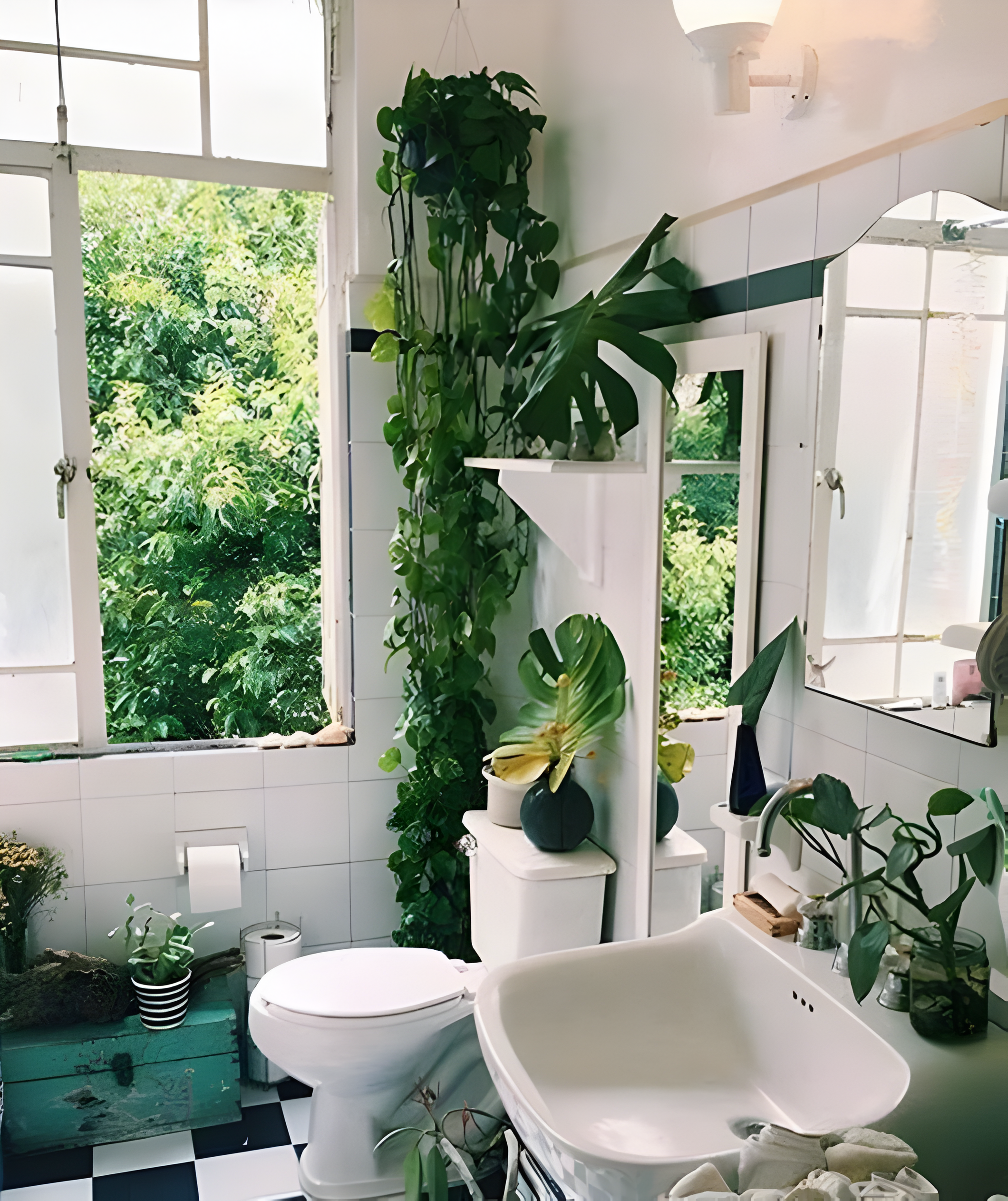 Đặt 1 chậu cây hút ẩm nhà tắm