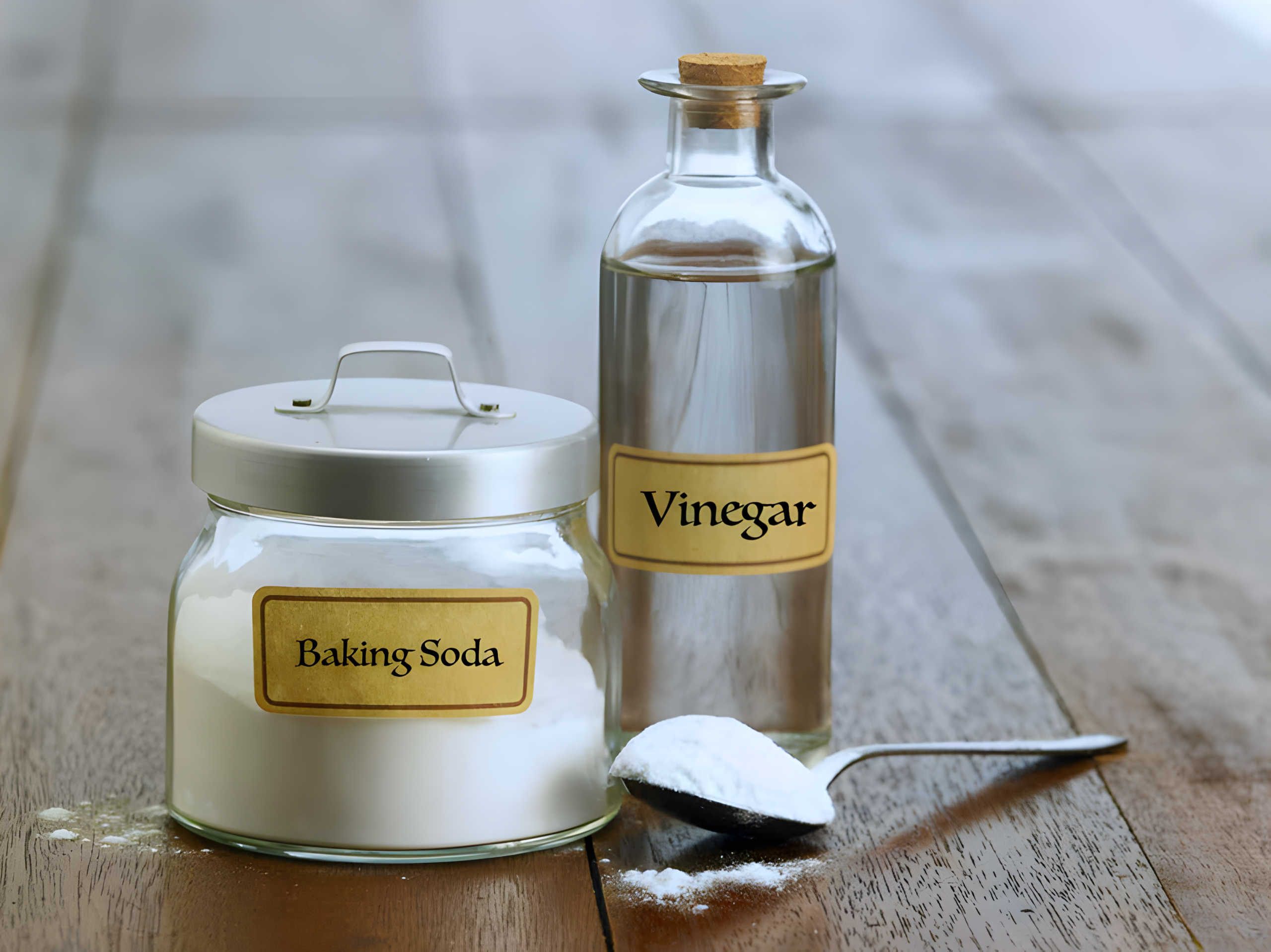 Kết hợp Baking soda, giấm, thuốc tẩy