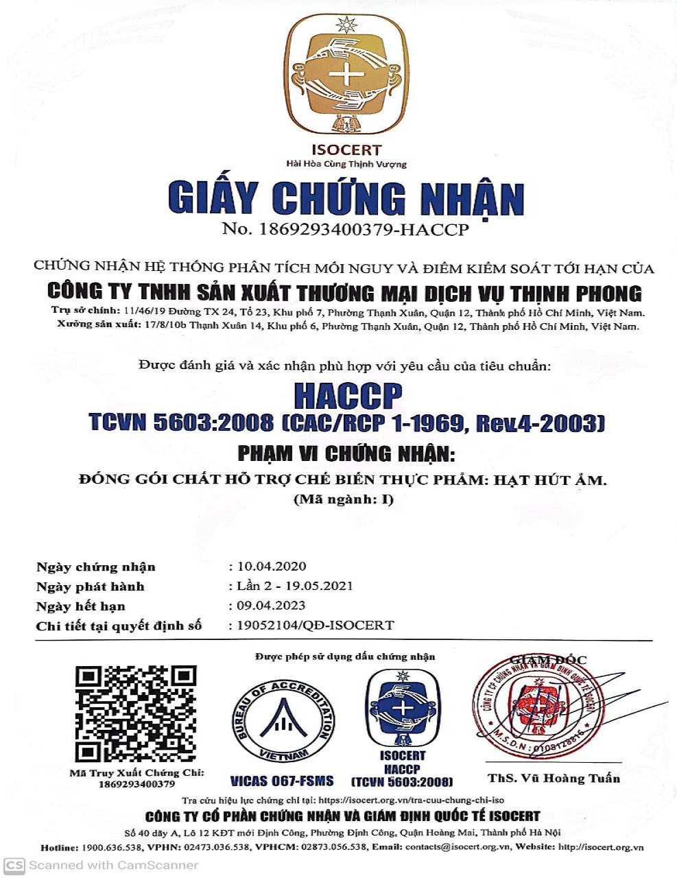 Chứng nhận chất lượng tại Thịnh Phong