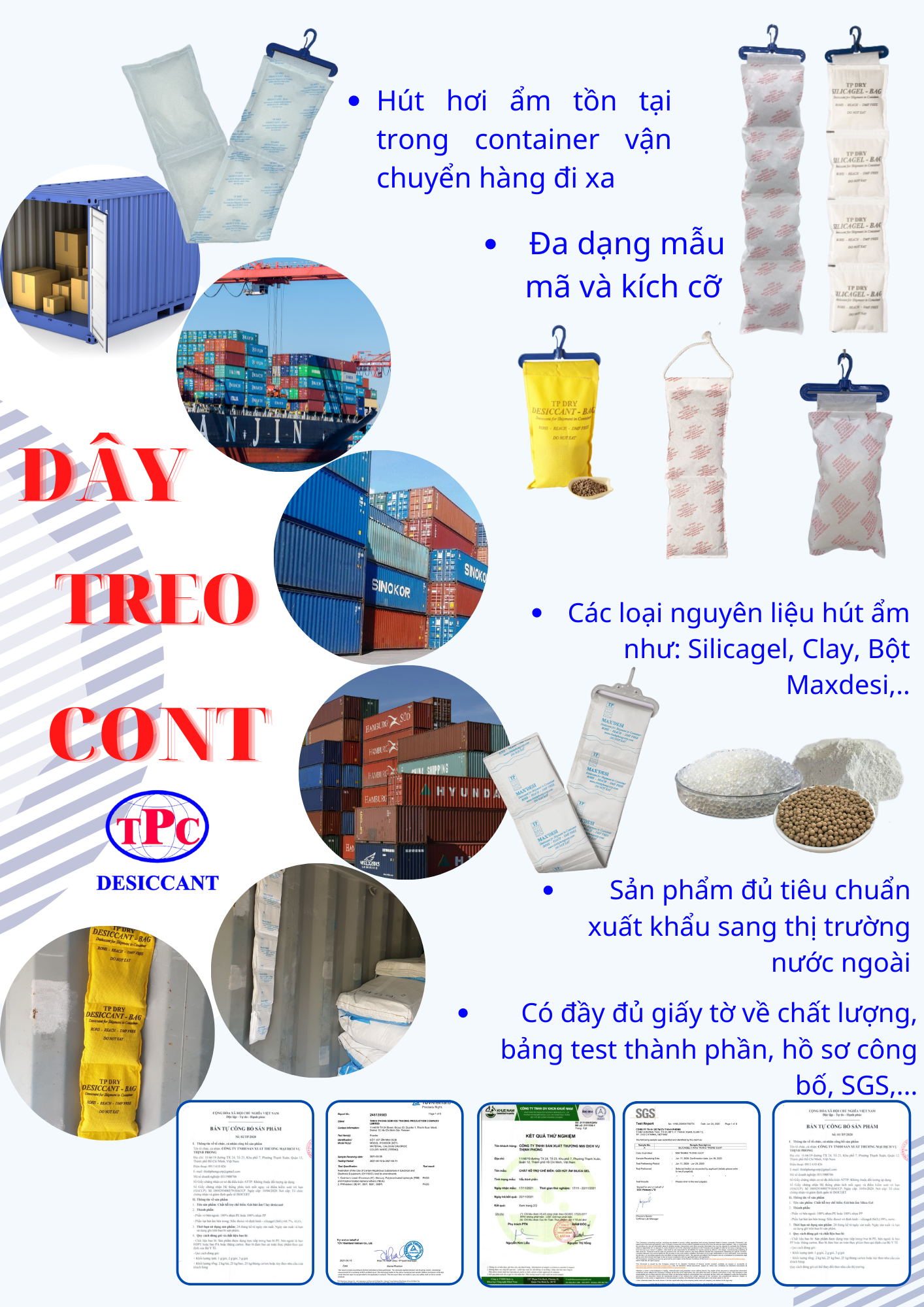Ứng dụng gói hút ẩm Silicagel trong vận chuyển container