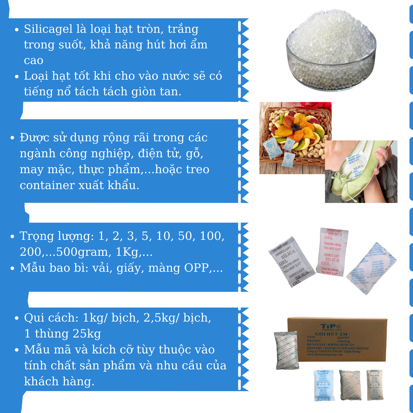 Ứng dụng gói hút ẩm silicagel trong đời sống 